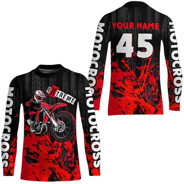 Maxcorners Adult&Kid red custom Motocross jersey upf30+ dirt bike jersey mens women Motocross Shirt| MT2709
