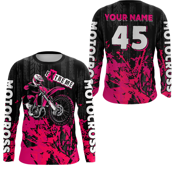 Maxcorners Adult&Kid pink custom Motocross jersey upf30+ dirt bike jersey mens women Motocross Shirt| MT2709