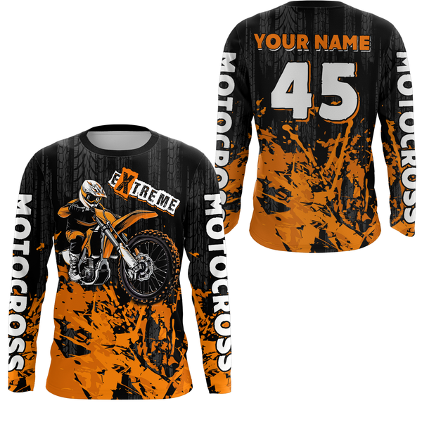 Maxcorners Adult&Kid orange custom Motocross jersey upf30+ dirt bike jersey mens women Motocross Shirt| MT2709