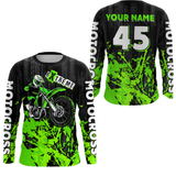 Maxcorners Adult&Kid green custom Motocross jersey upf30+ dirt bike jersey mens women Motocross Shirt| MT2709