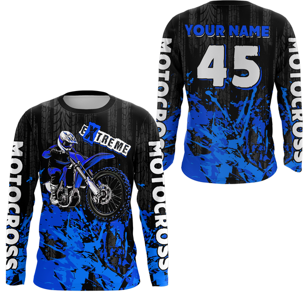Maxcorners Adult&Kid blue custom Motocross jersey upf30+ dirt bike jersey mens women Motocross Shirt| MT2709