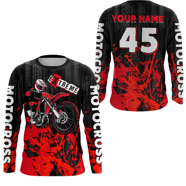 Maxcorners Adult&Kid red custom Motocross jersey upf30+ dirt bike jersey mens women Motocross Shirt| MT2709