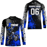 Maxcorners Adult&Kid blue custom dirt bike jersey motocross jersey mens women extreme motocross shirt| MT2709