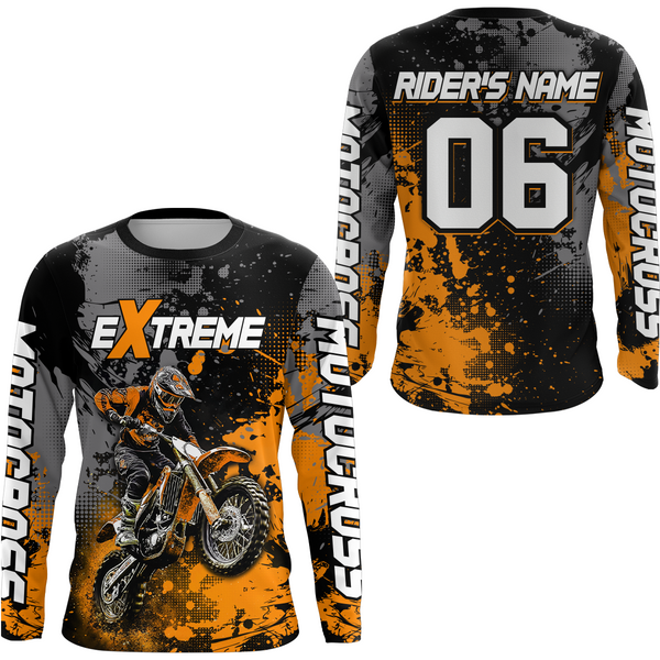 Maxcorners Adult&Kid orange custom dirt bike jersey motocross jersey mens women extreme motocross shirt| MT2709