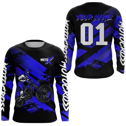 Maxcorners Blue Custom Dirt Bike Jersey Motocross Jersey Motocross Shirts LM2809