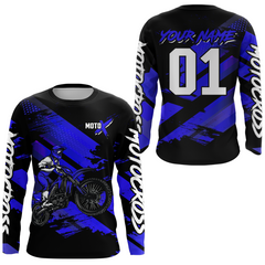 Maxcorners Blue Custom Dirt Bike Jersey Motocross Jersey Motocross Shirts LM2809