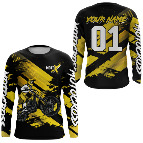 Maxcorners Yellow Custom Dirt Bike Jersey Motocross Jersey Upf30+ Motocross Shirt| LM2809