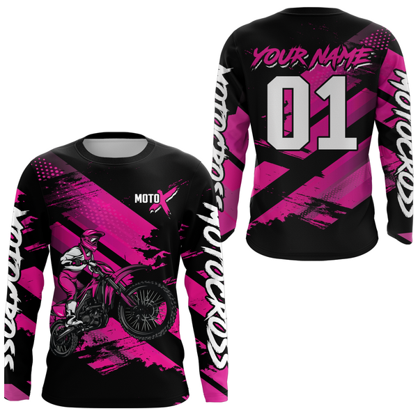 Maxcorners Pink Custom Dirt Bike Jersey Motocross Jersey Motocross Shirt LM2809