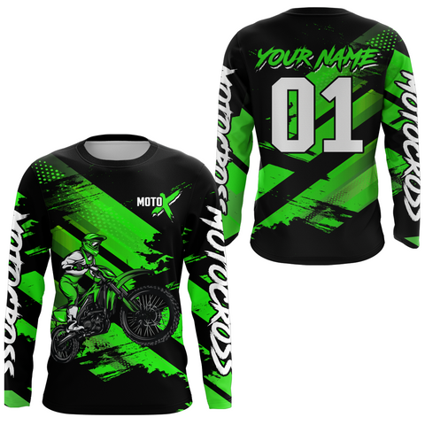 Maxcorners Green Custom Dirt Bike Jersey Motocross Jersey Motocross Shirt LM2809