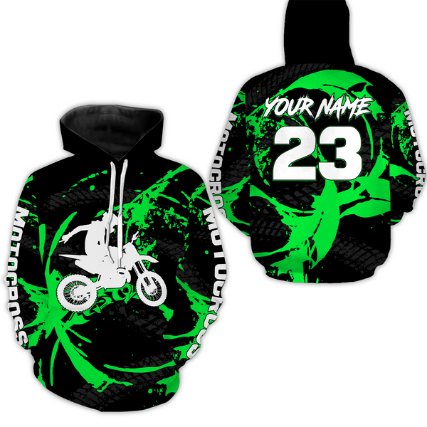 Maxcorners Custom Dirt Bike Jersey Green Motocross Jersey Upf30+ Mens Women Racing Shirt MT2809