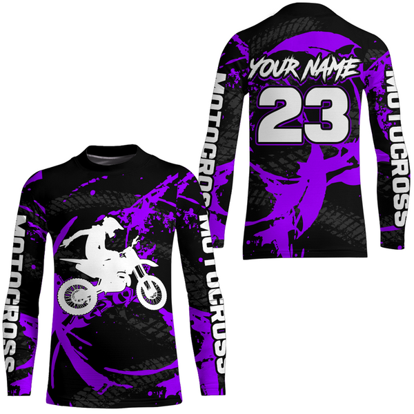 Maxcorners Custom Dirt Bike Jersey Purple Motocross Jersey Upf30+ Mens Women Racing Shirt MT2809