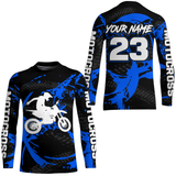 Maxcorners Custom Dirt Bike Jersey Blue Motocross Jersey Upf30+ Mens Women Racing Shir| MT2809