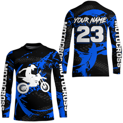 Maxcorners Custom Dirt Bike Jersey Blue Motocross Jersey Upf30+ Mens Women Racing Shir| MT2809