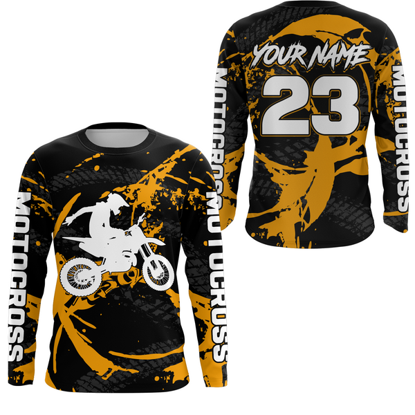 Maxcorners Custom Dirt Bike Jersey Orange Motocross Jersey Upf30+ Mens Women Racing Shirt LM2809
