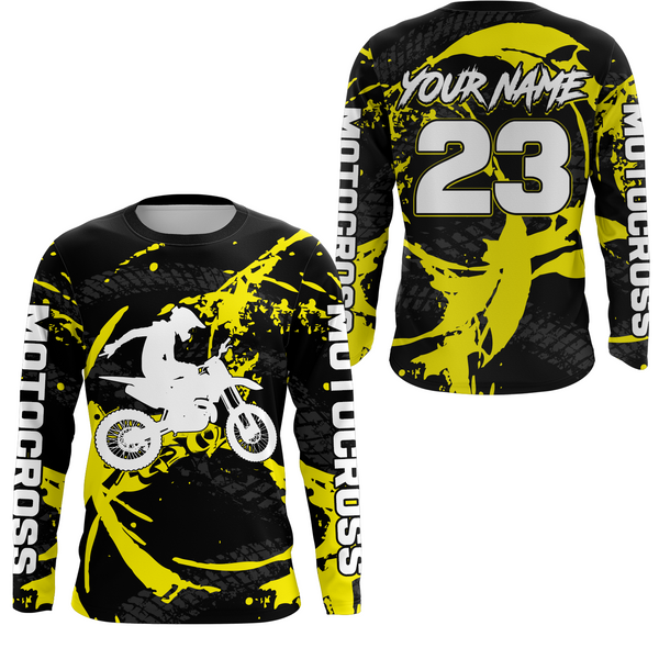 Maxcorners Custom Dirt Bike Jersey Yellow Motocross Jersey Upf30+ Mens Women Racing Shirt| MT2809