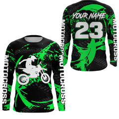 Maxcorners Custom Dirt Bike Jersey Green Motocross Jersey Upf30+ Mens Women Racing Shirt MT2809