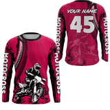 Maxcorners Adult&Kid Pink Custom Motocross Jersey UPF30+ MX Racing Biker Off-road Dirt Bike Racewear| LM2809
