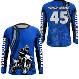 Maxcorners Adult&Kid Blue Custom Motocross Jersey UPF30+ MX Racing Biker Off-road Dirt Bike Racewear| LM2809