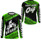 Maxcorners Custom Dirt Bike Jersey Green Motocross Jersey Upf30+ Mens Racing Shirt| MT2809
