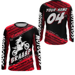 Maxcorners Custom Dirt Bike Jersey Red Motocross Jersey Upf30+ Mens Racing Shirt| MT2809