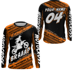 Maxcorners Custom Dirt Bike Jersey Orange Motocross Jersey Upf30+ Mens Racing Shirt| MT2809