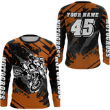 Maxcorners Custom Orange Motocross Jersey for Men Women Upf30+ Dirt Bike Shirt Motorcycle Jersey LM2809
