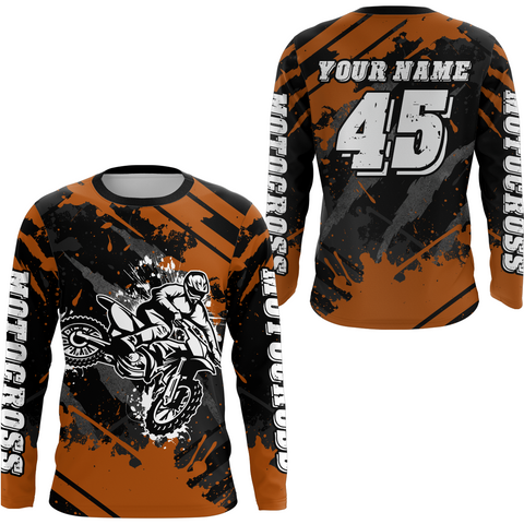 Maxcorners Custom Orange Motocross Jersey for Men Women Upf30+ Dirt Bike Shirt Motorcycle Jersey LM2809