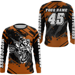 Maxcorners Custom Orange Motocross Jersey for Men Women Upf30+ Dirt Bike Shirt Motorcycle Jersey LM2809