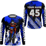 Maxcorners Custom Blue Motocross Jersey for Men Women Upf30+ Dirt Bike Shirt Racing Jersey LM2809