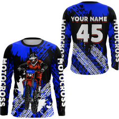 Maxcorners Custom Blue Motocross Jersey for Men Women Upf30+ Dirt Bike Shirt Racing Jersey LM2809