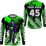 Maxcorners Custom Green Motocross Jersey for Men Women Upf30+ Dirt Bike Shirt Racing Jersey| LM2809