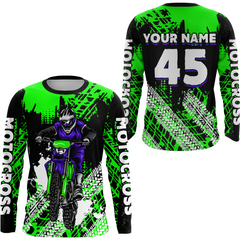 Maxcorners Custom Green Motocross Jersey for Men Women Upf30+ Dirt Bike Shirt Racing Jersey| LM2809