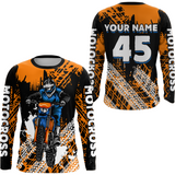 Maxcorners Custom Orange Motocross Jersey for Men Women Upf30+ Dirt Bike Shirt Racing Jersey LM2809