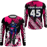 Maxcorners Custom Pink Motocross Jersey for Men Women Upf30+ Dirt Bike Shirt Racing Jersey LM2809