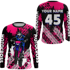 Maxcorners Custom Pink Motocross Jersey for Men Women Upf30+ Dirt Bike Shirt Racing Jersey LM2809