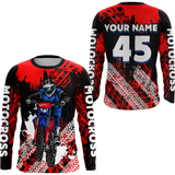 Maxcorners Custom Red Motocross Jersey for Men Women Upf30+ Dirt Bike Shirt Racing Jersey LM2809
