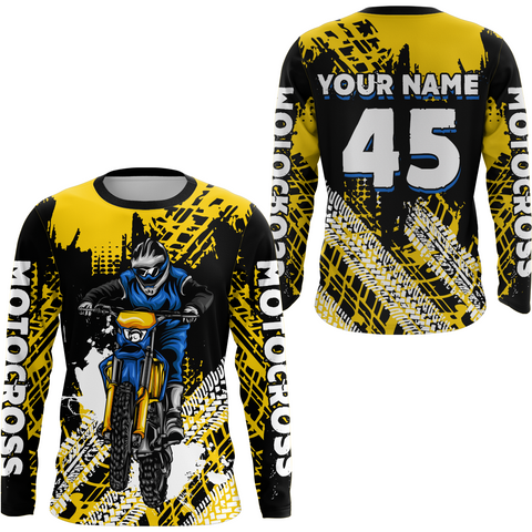 Maxcorners Custom Yellow Motocross Jersey for Men Women Upf30+ Dirt Bike Shirt Racing Jersey LM2809