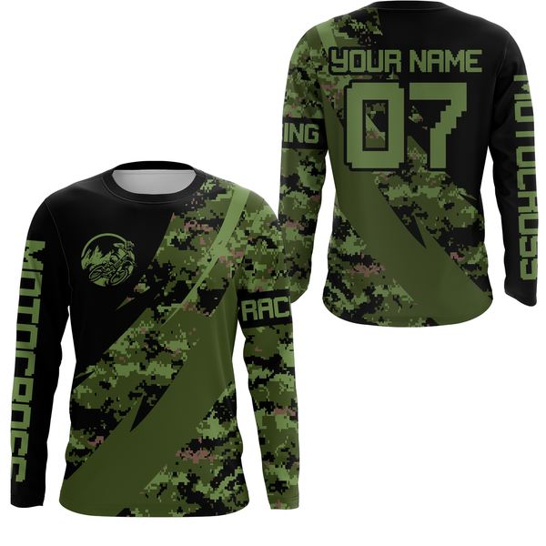 Maxcorners Custom Motocross Jersey for Men Women Upf30+ Camo Dirt Bike Shirt Motorcycle Jersey| LM2809
