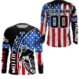 Maxcorners Adult&Kid Custom American Flag Dirt Bike Jersey Motocross Jersey Upf30+ Motocross Shirt|  LM2809