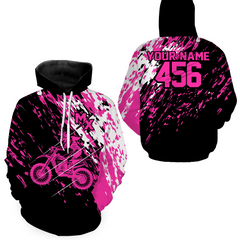 Maxcorners Custom Dirt Bike Hoodie Pink Motocross Hoodie Mens Women Motocross Hooded Jersey| MT2809
