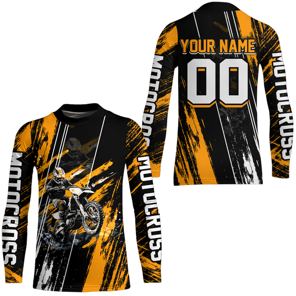 Maxcorners Adult&Kid Orange Dirt Bike Jersey Motocross Jersey Upf30+ Custom Mens Women Off-Road Jersey| MT2709
