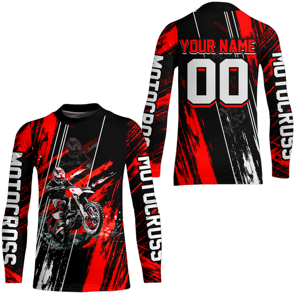 Maxcorners Adult&Kid Red Dirt Bike Jersey Motocross Jersey Upf30+ Custom Mens Women Off-Road Jersey| MT2709