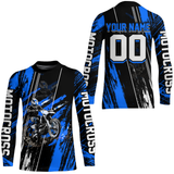Maxcorners Adult&Kid Blue Dirt Bike Jersey Motocross Jersey Upf30+ Custom Mens Women Off-Road Jersey| MT2709