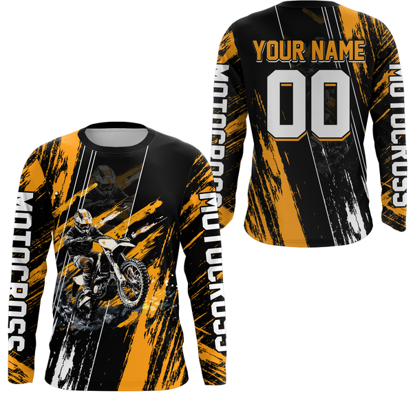 Maxcorners Adult&Kid Orange Dirt Bike Jersey Motocross Jersey Upf30+ Custom Mens Women Off-Road Jersey| MT2709