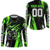 Maxcorners Adult&Kid Green Dirt Bike Jersey Motocross Jersey Upf30+ Custom Mens Women Off-Road Jersey| MT2709