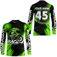 Maxcorners Custom Dirt Bike Green Jersey Motocross Jersey Upf30+ Mens Women Motocross Shirt| MT2809