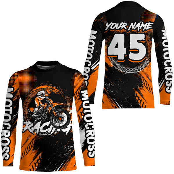 Maxcorners Custom Dirt Bike Orange Jersey Motocross Jersey Upf30+ Mens Women Motocross Shirt| MT2809