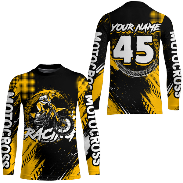 Maxcorners Custom Dirt Bike Yellow Jersey Motocross Jersey Upf30+ Mens Women Motocross Shirt| MT2809