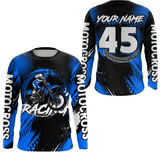 Maxcorners Custom Dirt Bike Blue Jersey Motocross Jersey Upf30+ Mens Women Motocross Shirt| MT2809