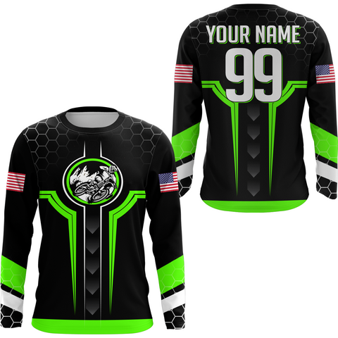 Maxcorners Green Custom Dirt Bike Jersey Motocross Jersey Motocross Shirts LM2809